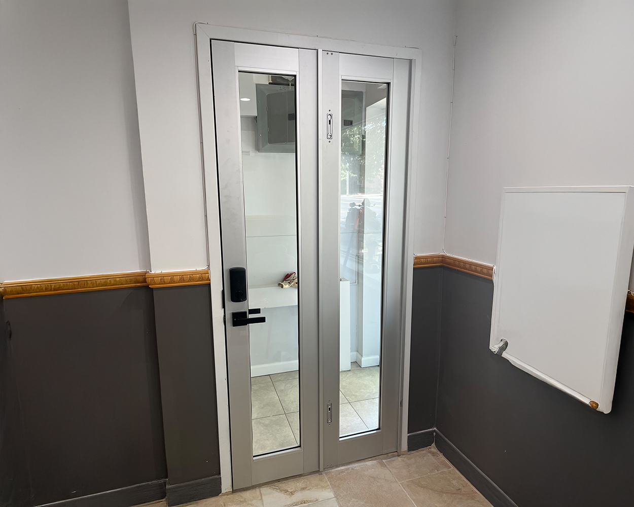 Slim Aluminum-Framed Double Sliding Glass Door (Full-Height Narrow-Lite Panels, Modern Hardware)