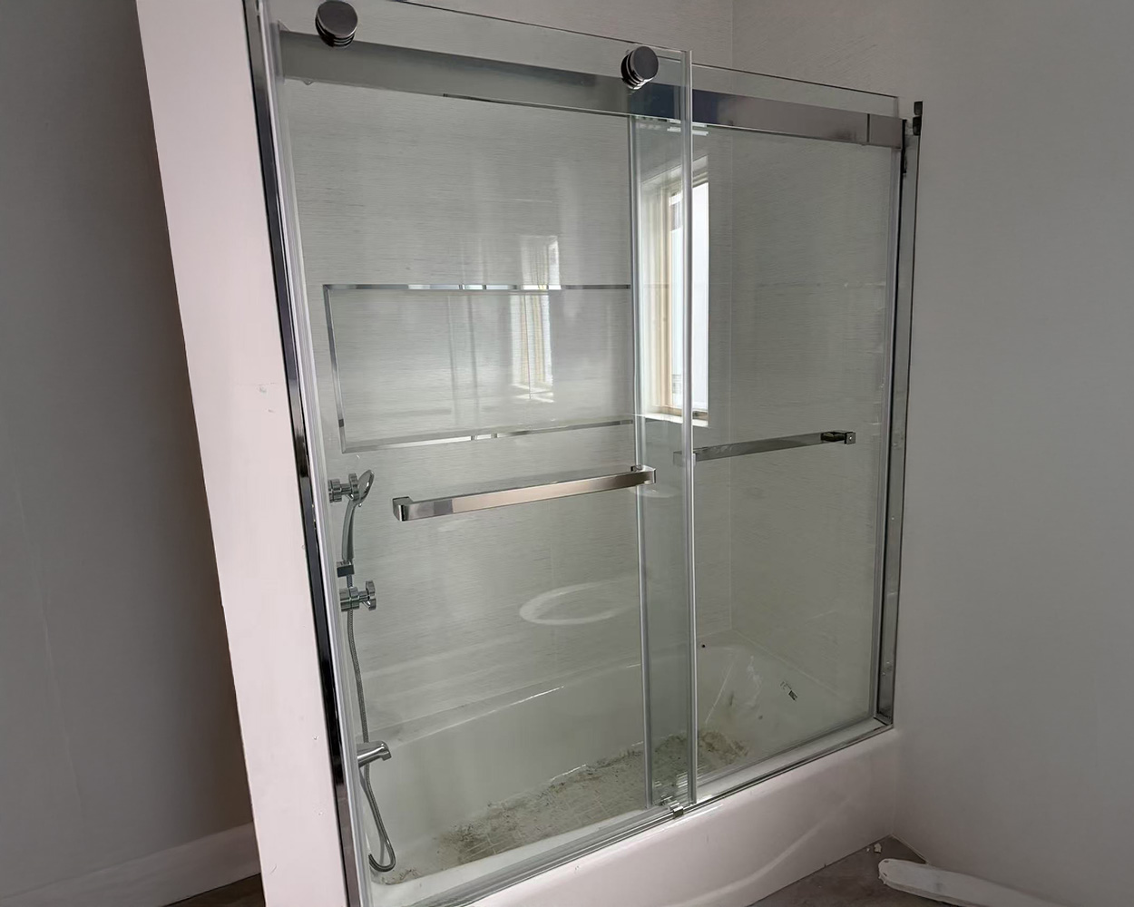 Custom Stainless Steel Security Door with Tempered Glass & Decorative Grille (Exterior Entry / Vestibule Use)