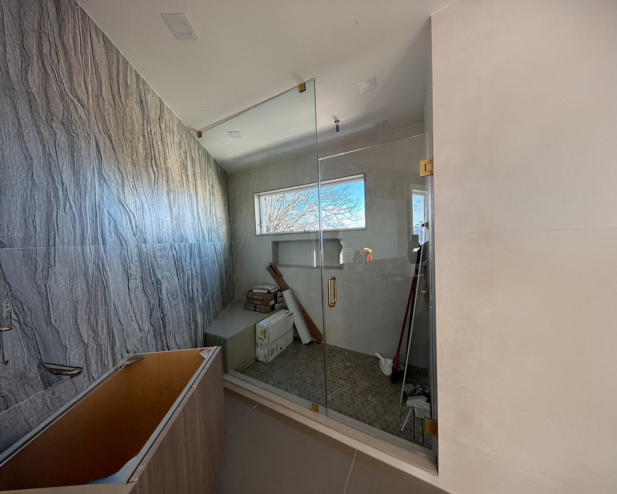 Frameless Tempered Glass Shower Enclosure with Stainless Hardware (Powder-Coated Finish Options)